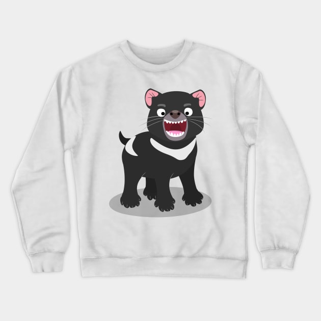 Cute hungry Tasmanian devil cartoon illustration Crewneck Sweatshirt by FrogFactory